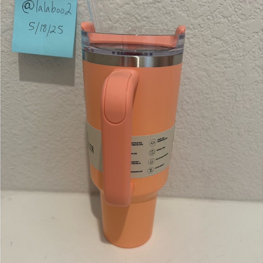 Stanley Melon Peach-Orange 40 oz Tumbler Large Water Cup Quencher H2.0 FlowState - Picture 4 of 9